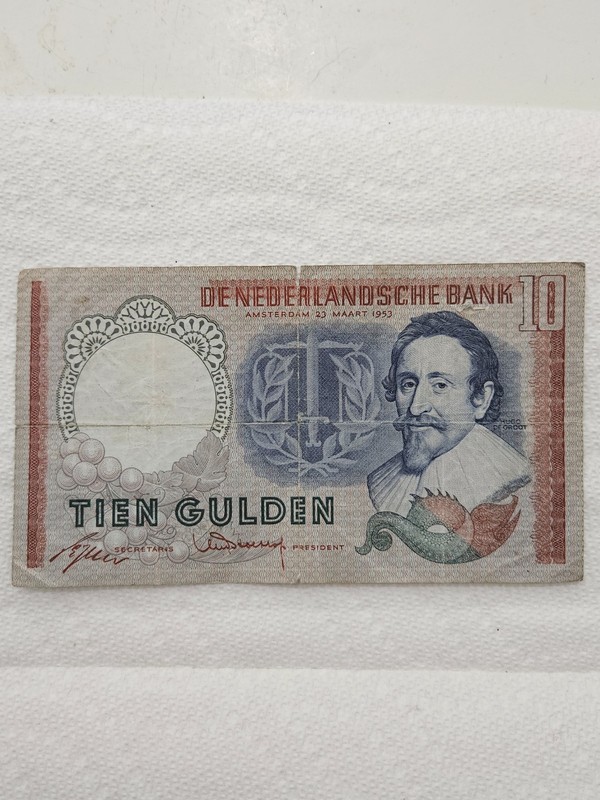 Netherlands 1953 10 Gulden Banknote VF