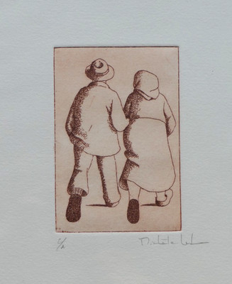 Michele Lehmann (b.1940) Signed Artist Proof Etching. Couple Walking
