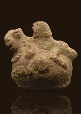 Terracotta Rattle Toy of the Indus Valley with Mythical Creatures, Mohenjo-daro