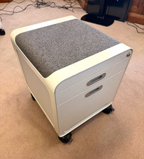 2 Drawer Mobile Under Desk Lockable Filing Cabinet, White/Grey, Grey Top
