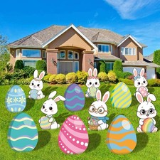 12-Piece Easter Bunny Yard Signs with 30 cm 11.8 inches tall, Colorful