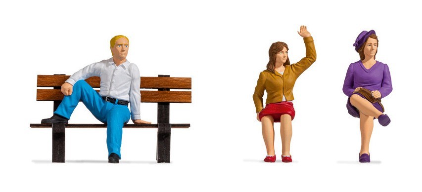 NOCH 17351 Set 3 People Seated With Bench Scale G 1:22.5