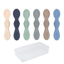 Silicone Baby Spoons Travel Case Included First Stage Infant Toddler Spoo...
