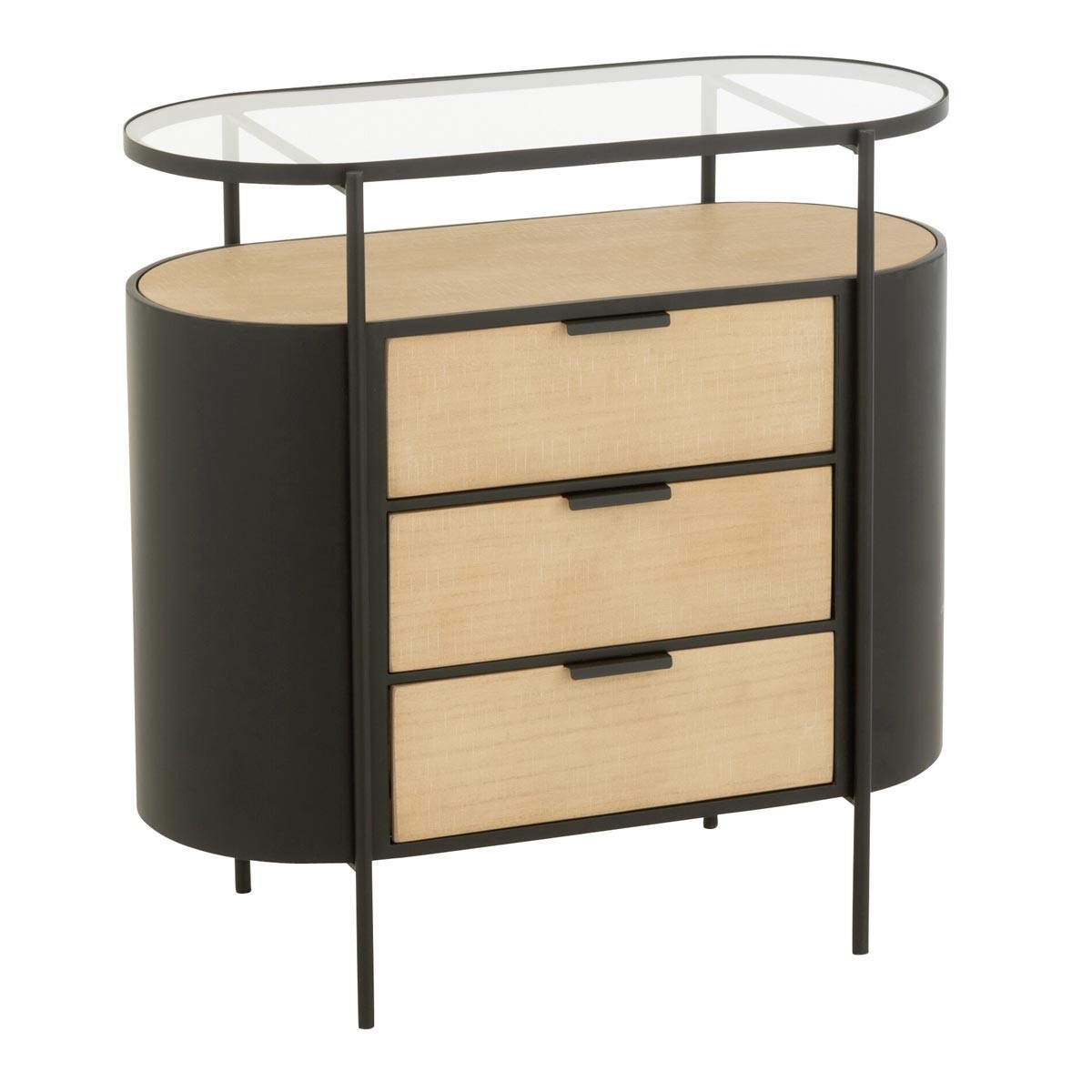 Commode 3 tiroirs Bya 80cm en chêne naturel aux finitions artisanales