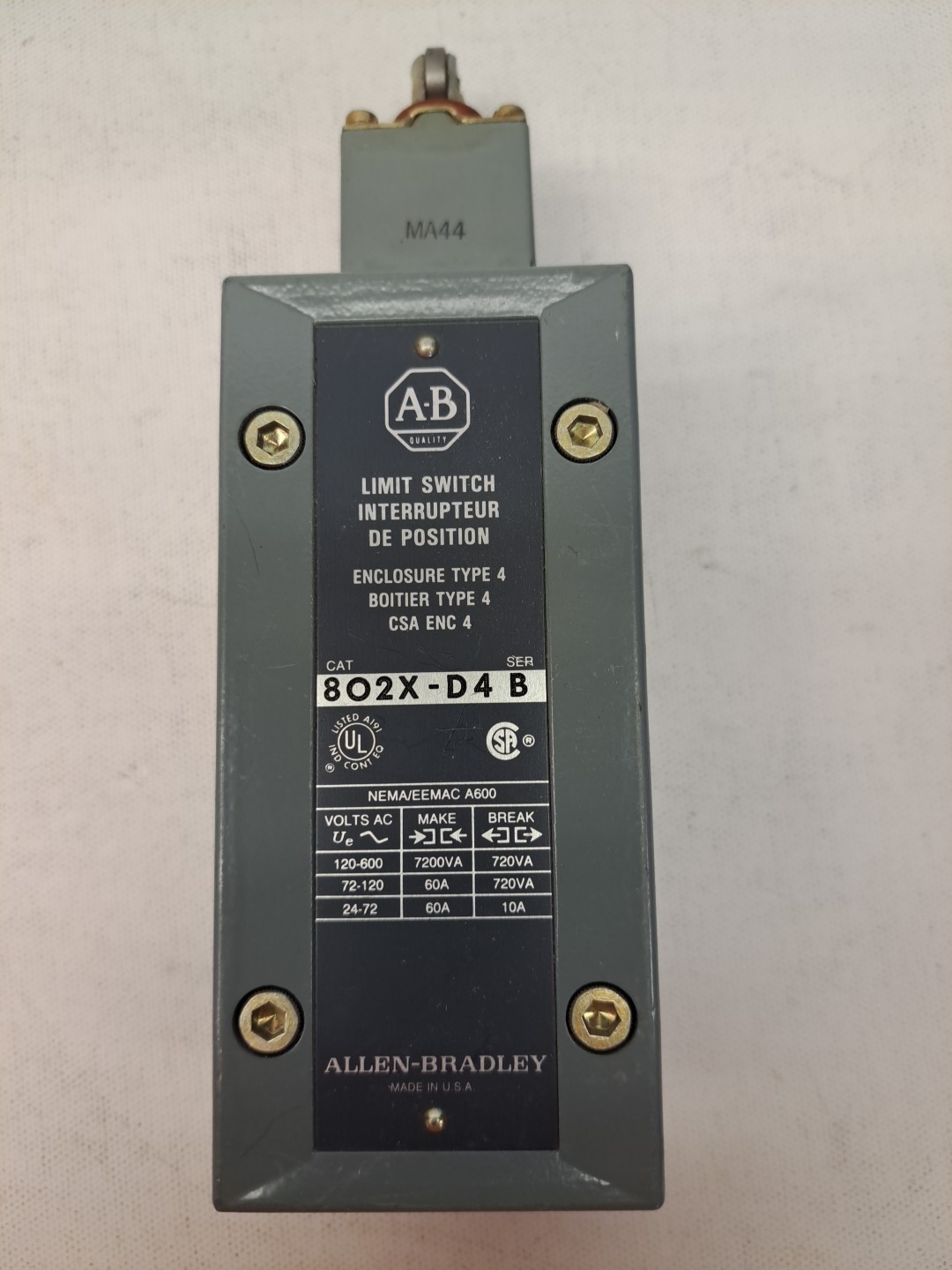 AB 802X-D4 Explosion Proof Limit Switch USED