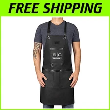Cross Back Strap Barber Apron with Pockets
