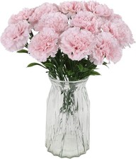16PCS Pink Carnations Artificial Flowers 14.8'' Fake Carnation Light