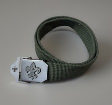 Boy Scouts Belt 31" Gunmetal Buckle  Green Canvas Buckle BSA Boy Scouts Uniform