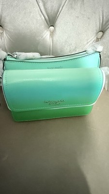 NWT Kate Spade Double Up Ombré saffiano Leather Crossbody Bag Mint Green New