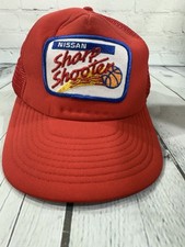 Vintage Nissan Sharp Shooter Patch Red SnapBack Truckers Mesh Hat Cap VGC 