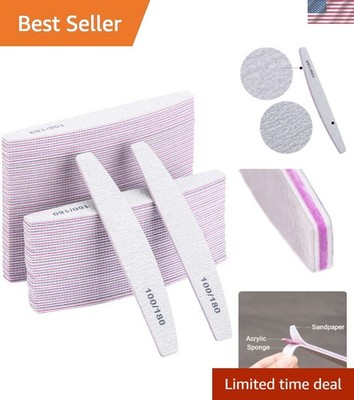 Professional Quality 100/180 Grit Nail Files - 25Pcs for Salon-Grade Manicures
