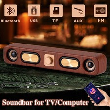 Vintage Bluetooth Soundbar Stereo Bass USB Powered for PC Laptop Desktop TV