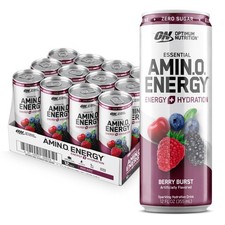 Optimum Nutrition Amino Energy Hydration Drink, Berry Burst, 12 Ct