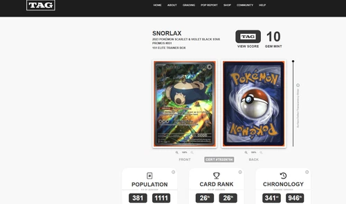 Pokemon Scarlet & Violet 151 ETB Promo Snorlax 051 TAG 10 BlackStarPromo Rank 26