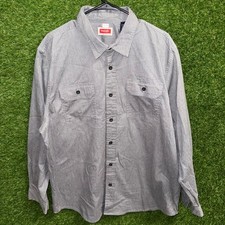 Wrangler Mens XL Gray Long Sleeve Button Down Shirt Relaxed Fit