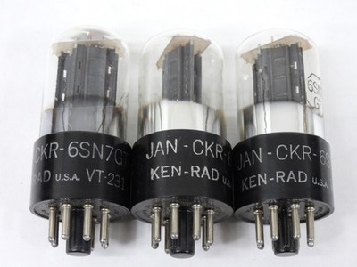 Ken-Rad VT-231 6SN7GT Clear Glass Offset Plates Tube Trio (test as NOS)