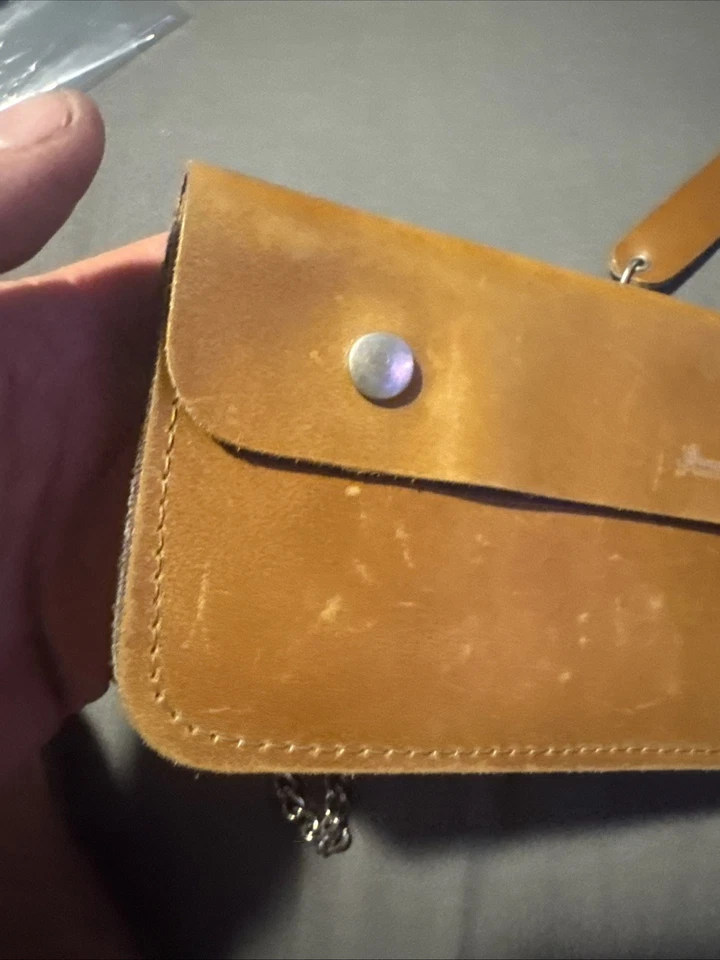 Cartera de cuero vintage cadena para hombre motociclista occidental motocicleta a presión años 70 excelente Foto 3 de 4