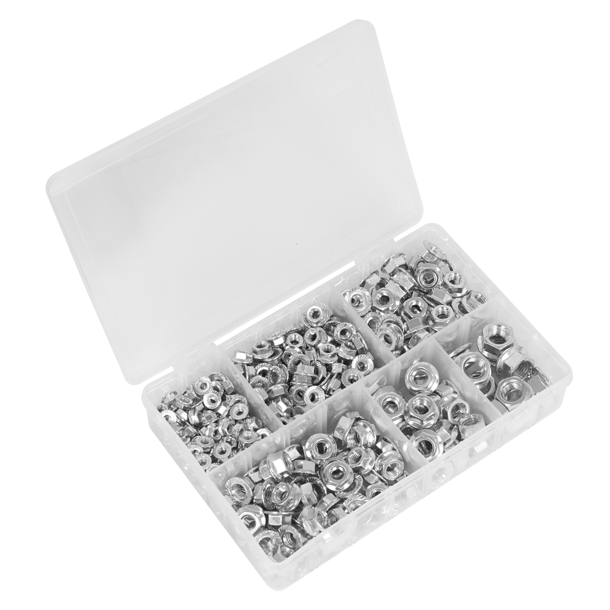 Flange Nut Assortment 390pc M5-M12 Serrated Metric