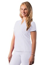 Adar Addition Scrubs for Women - Notched V-Neck Scrub Top Small White