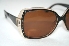 FOSTER GRANT OVERSIZE SUNGLASSES MOD RHINESTONES BROWN LENS CAT EYES RARE MODEL