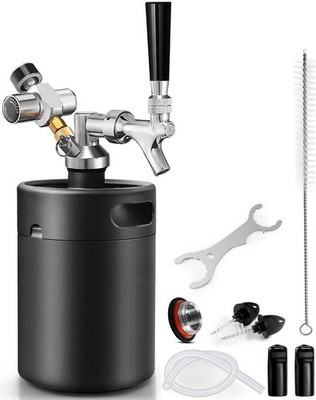 Mini Keg Growler Tap System, 64OZ Pressurized Stainless Steel Beer Keg, Durab...
