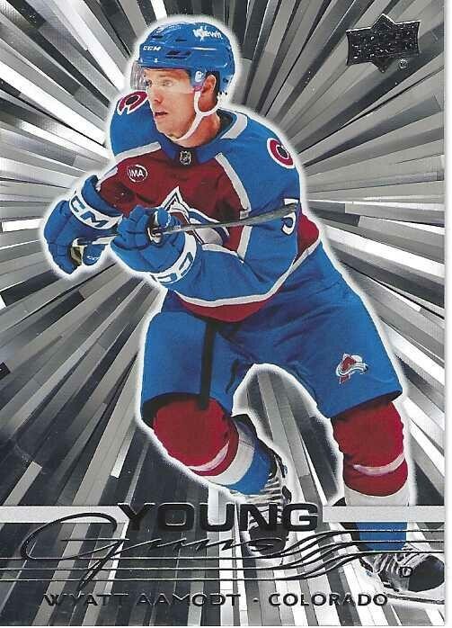 WYATT AAMODT 2025 UPPER DECK #458 YOUNG GUNS OUTBURST SILVER RC ROOKIE