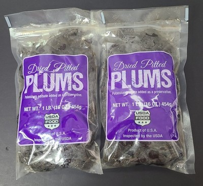 Dried Pitted California Plums 2 x 1 Pound Package
