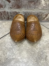 Vintage Dutch Hand Carved Wooden 7" Clogs Shoes