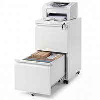 2-Drawer Mobile File Cabinet Rolling Metal Filing Cabinet w/5 Casters & 2 Keys