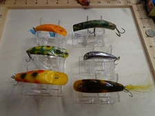 Lot Of 6  Flatfish style X1 flatfish, wooden Lazy Ike, Canadian Wiggler