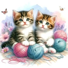 Diamond Painting Kits for Adults Cat, Round Full Drill Diamond Art Kits, 5D DIY