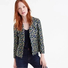 J.Crew Going Out Blazer in Navy Lemon Jacquard Open Front Jacket Sz 6 NEW