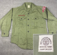 Vintage Boy Scouts of America Shirt Youth Green Sanforized Uniform BSA 50s 60s