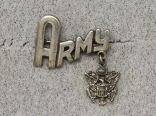 WWII era Sweetheart Pin: "ARMY" with Officer's Eagle