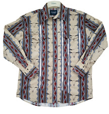 Vintage Wrangler Western Southwestern Shirt Aztec Pearl Snaps Men's XL