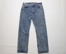 Vintage 80s Levis 501xx 32x30 Distressed Acid Wash Straight Leg Jeans Blue USA