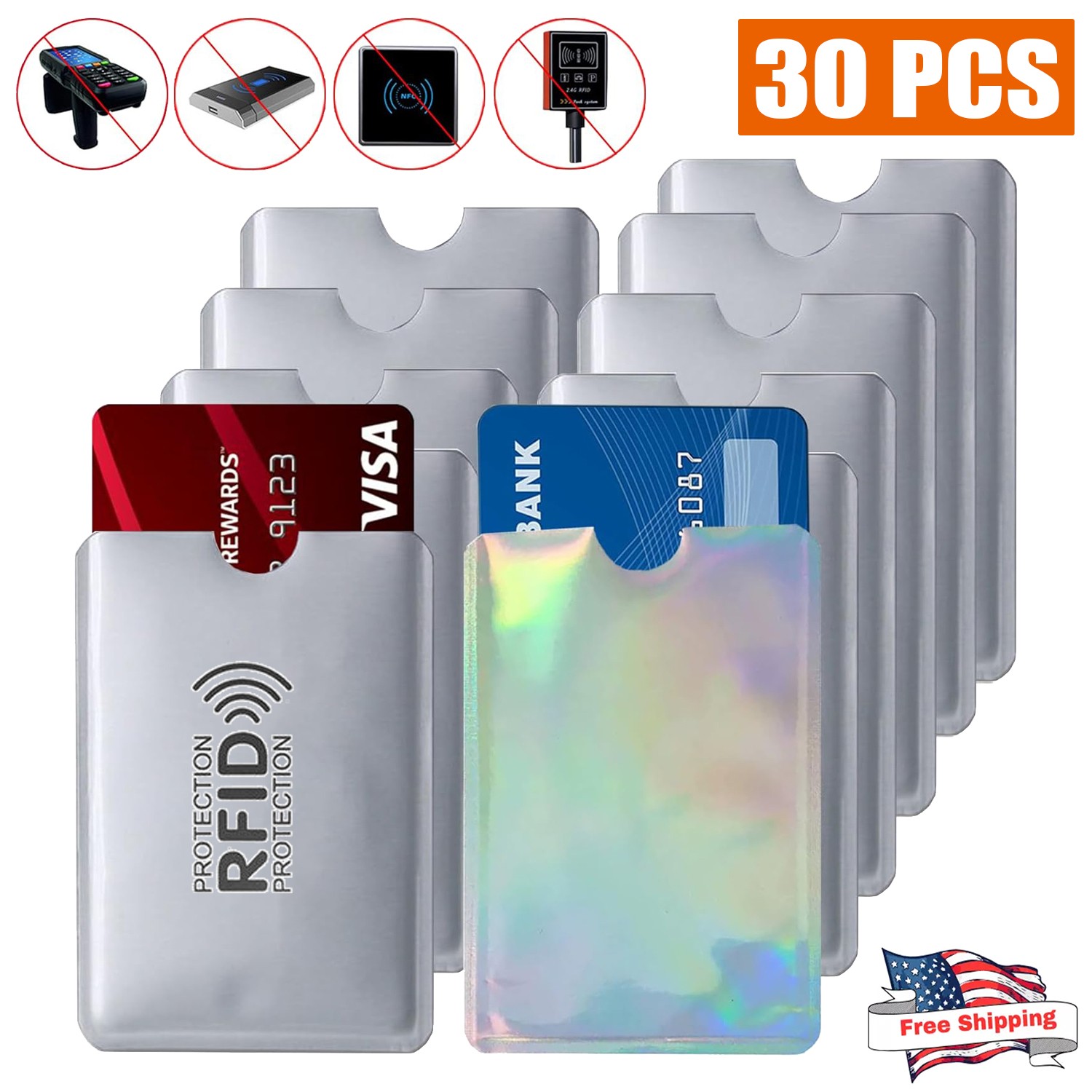 30x RFID Blocking Sleeves Secure Credit & ID Card Holder Identity Theft Protect