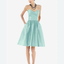 Alfred Sung D540 Strapless Dupioni Dress Seaside Teal/Tiffany Blue Size 10 NWT