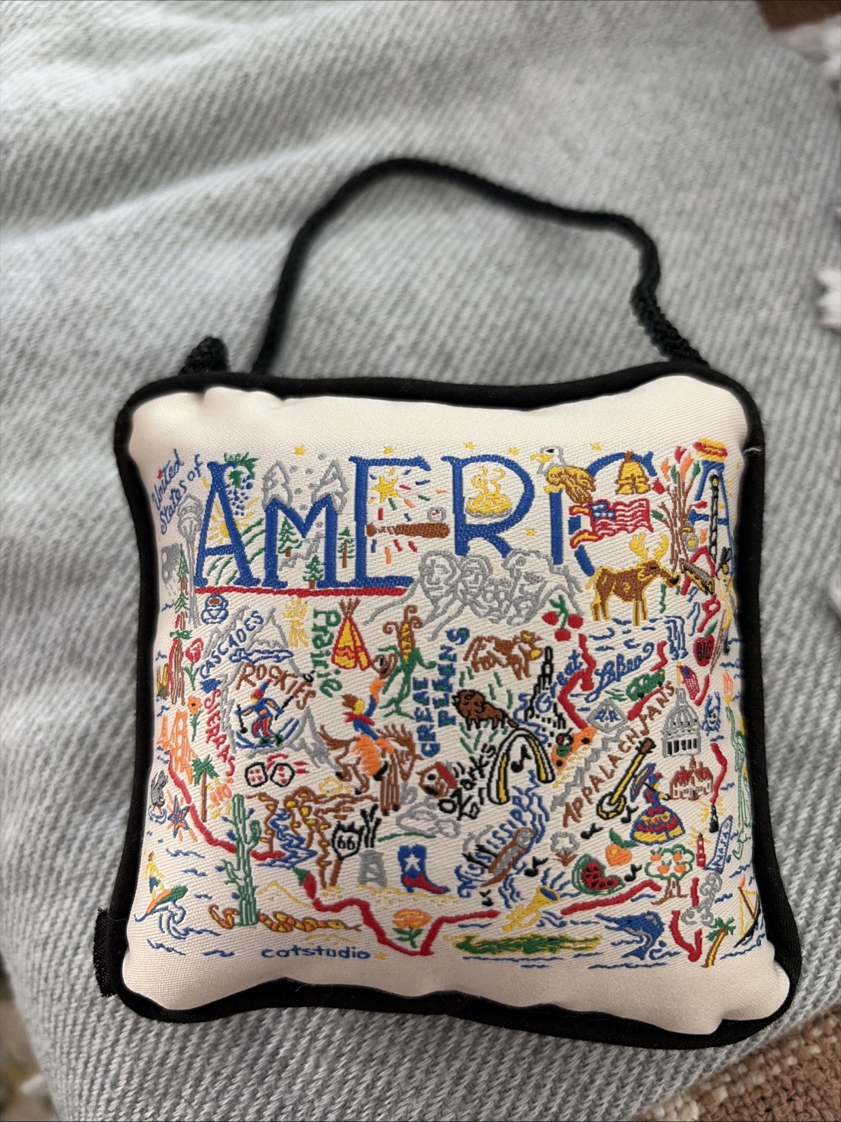 Catstudio Christmas Ornament USA America   Mini Pillow Ornament NWOT Rockies