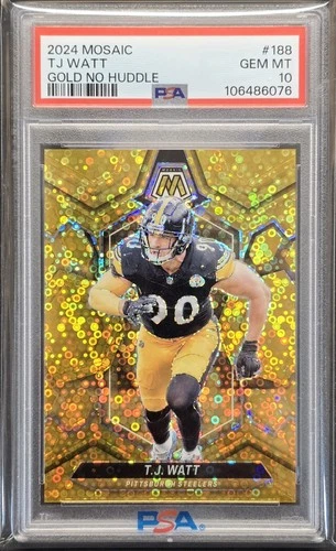 2024 Mosaic TJ WATT Gold No Huddle /10 PSA 10 #188 POP 2 Pittsburgh Steelers