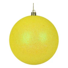 Vickerman 4" Plastic Ball Ornaments in Glitter Yellow (Set of 6)