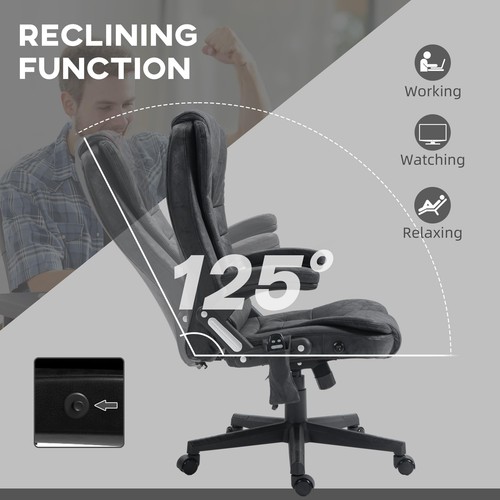 HOMCOM 6 Point Vibrating Massage Office Chair with Heat Microfiber High Back ... - Picture 5 of 9
