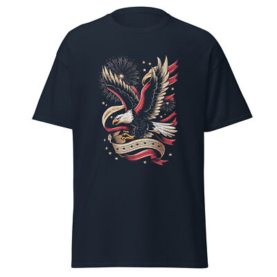 Bold Eagle with Fireworks   Patriotic USA Shirt for 4th of July & Veterans Day