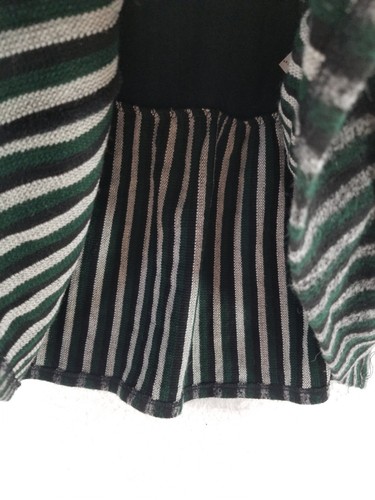 Zara Girls Tiered Skirt Girls Size 11/12 Striped Green Gray Black Knee Length - Picture 5 of 12