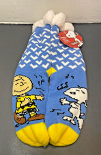 PEANUTS Ladies CHARLIE BROWN Sherpa Lined Gripper Bottom Slipper Socks W/SNOOPY