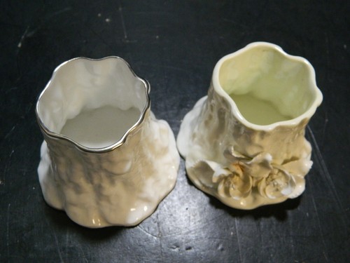 Vintage (2) Royal Worcester Bone China Stump Vases #3098 (2) Styles 2.25"x3" Exc - Picture 7 of 10