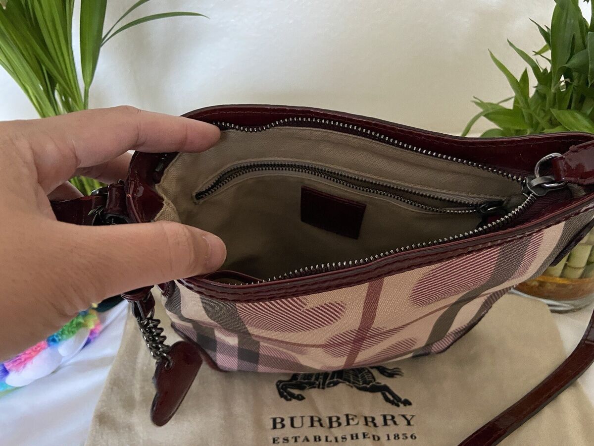 Burberry Beige/Red Supernova Check Canvas Hearts Crossbody Burberry Beige/Red Supernova Check Canvas Hearts Crossbody