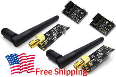 2Pcs NRF24L01 Transceiver External Antenna PA LNA + Arduino 5V Breakout Adapter