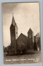 Arcadia Wisconsin WI German Catholic Church Real Photo Postcard RPPC c1910