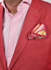 Pocket Square Striped Multi Color And Pink Stitched Borders By Squaretrapny.com